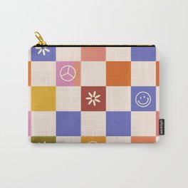 70s Retro Checkered Pattern Carry-All Pouch