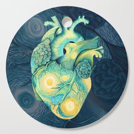 Anatomical Human Heart - Starry Night Inspired Cutting Board