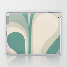 Retro Groovy Abstract Design in Teal, Light Green and Neutral Tones Laptop Skin