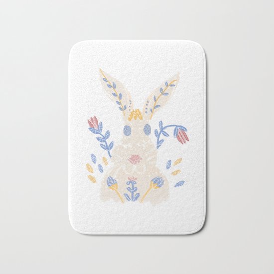 Floral Rabbit Bath Mat