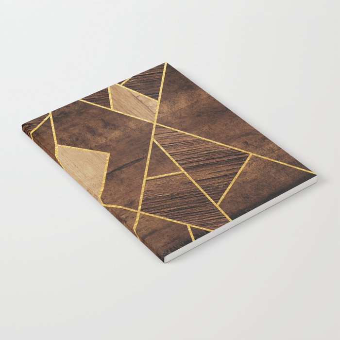 Three Wood Types Blocks Gold Stripes Notebook