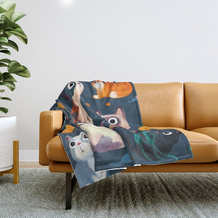 Cat Print Throw Blanket
