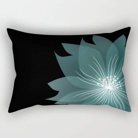 Blue flower on a black background . Rectangular Pillow