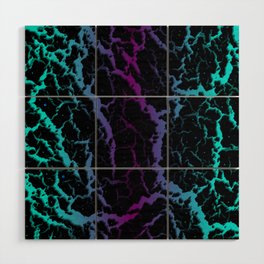 Cracked Space Lava - Cyan/Purple Wood Wall Art
