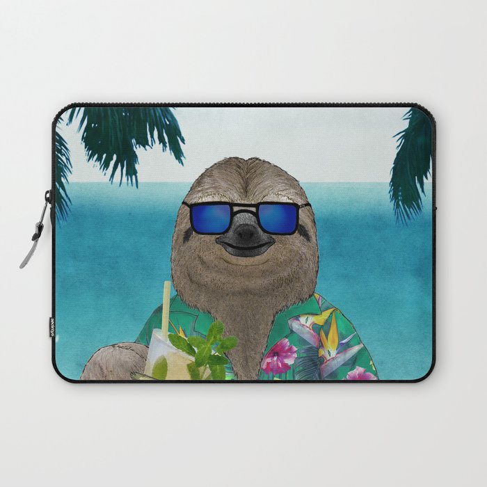Sloth on summer holidays drinking a mojito Laptop Sleeve