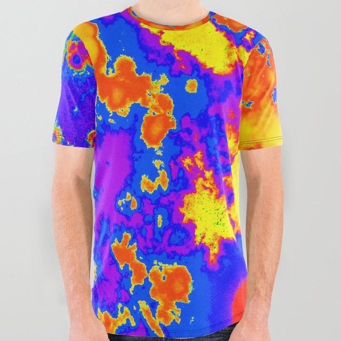 Cool Orange Yellow And Blue Lava Like Abstract Design Clouds
