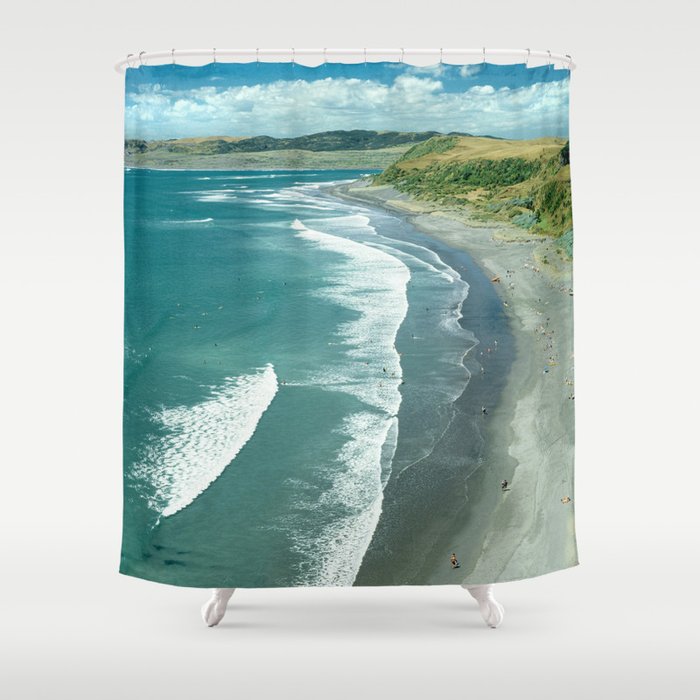 Raglan beach, New Zealand Shower Curtain