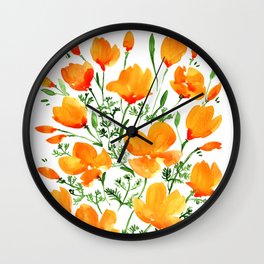 Watercolor California poppies Wall Clock