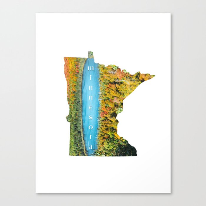 Map of Minnesota | Autumn Forest and Lake Canvas Print