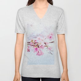Japanese cherry-blossom tree, ‘Oh-kanzakura’ V Neck T Shirt