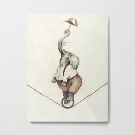 Elliot Metal Print | Wild, Drawing, Circus, Vintage, Animal, Acrobat, Humanized, Oldposter, Funny, Retro 