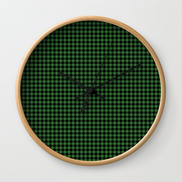 Mini Black and Dark Green Cowboy Buffalo Check Wall Clock