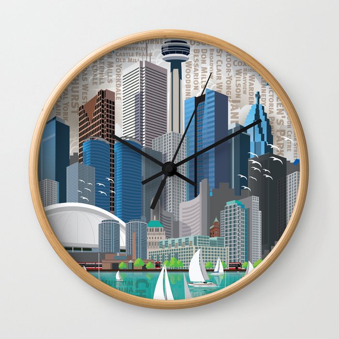 Toronto Skyline wide Wall Clock