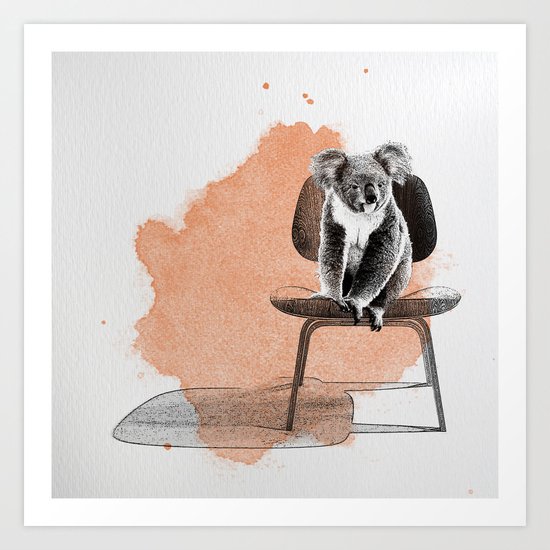 Koala on eames chair Art Print
