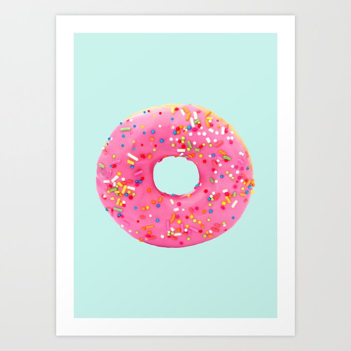 Giant Donut on Mint Art Print