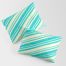 [ Thumbnail: Dark Turquoise & Light Yellow Colored Lines/Stripes Pattern Pillow Sham ]