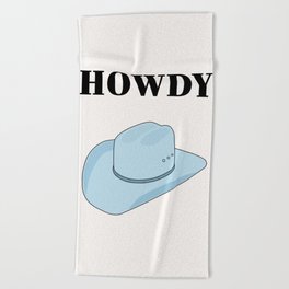 Howdy - Cowboy Hat Blue Beach Towel