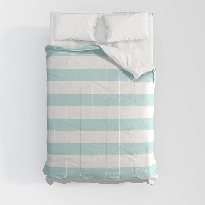 Simply Striped in Succulent Blue Stripes on White Comforter