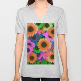 Pop Art Sunflowers 3 V Neck T Shirt