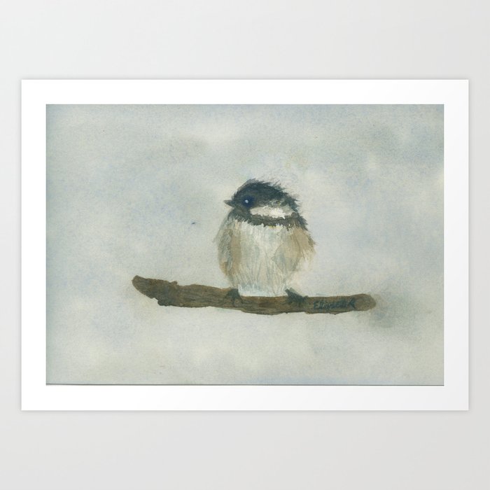 Winter Chickadee Songbird Art Print