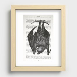 Vampire Bat on Vintage "Dracula" Page Recessed Framed Print