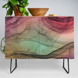 Abstract Landscape magenta in Digital Alcohol Inks II  Credenza