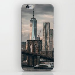 Brooklyn Bridge and Manhattan skyline at sunset in New York City iPhone Skin