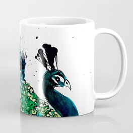 Peacock profile ink splatter Coffee Mug
