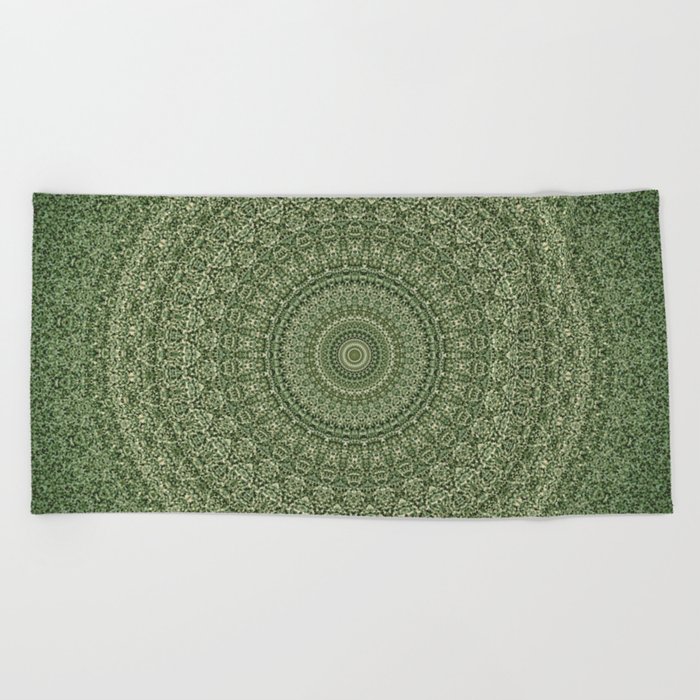 Bohemian Mandala Image Green Beach Towel
