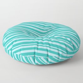 [ Thumbnail: Powder Blue and Light Sea Green Colored Striped/Lined Pattern Floor Pillow ]