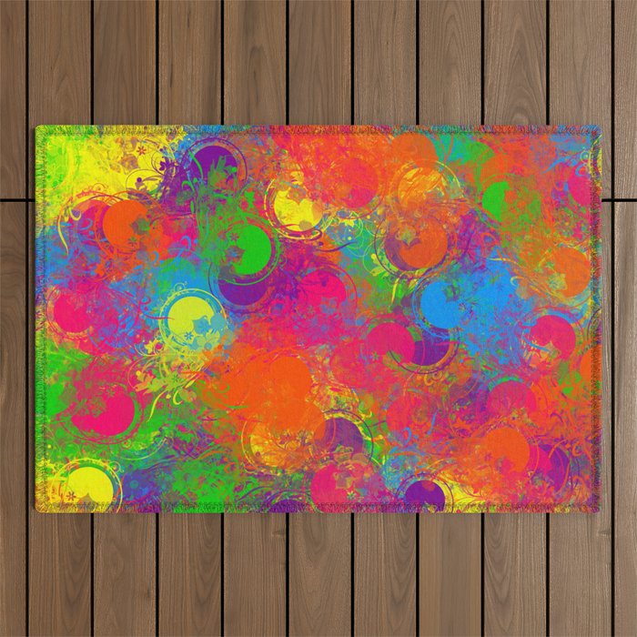 Paint Can Florals Outdoor Rug