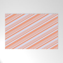 [ Thumbnail: Light Salmon and Lavender Colored Lined/Striped Pattern Welcome Mat ]