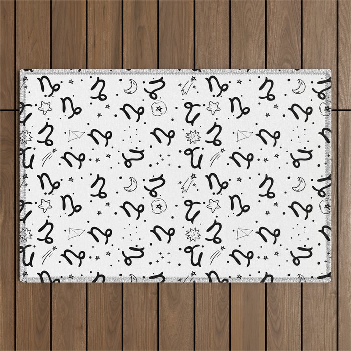 Capricorn zodiac sign hand drawn seamless pattern Outdoor Rug