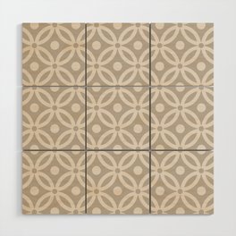 Pretty Intertwined Ring and Dot Pattern 628 Beige and Linen White Wood Wall Art