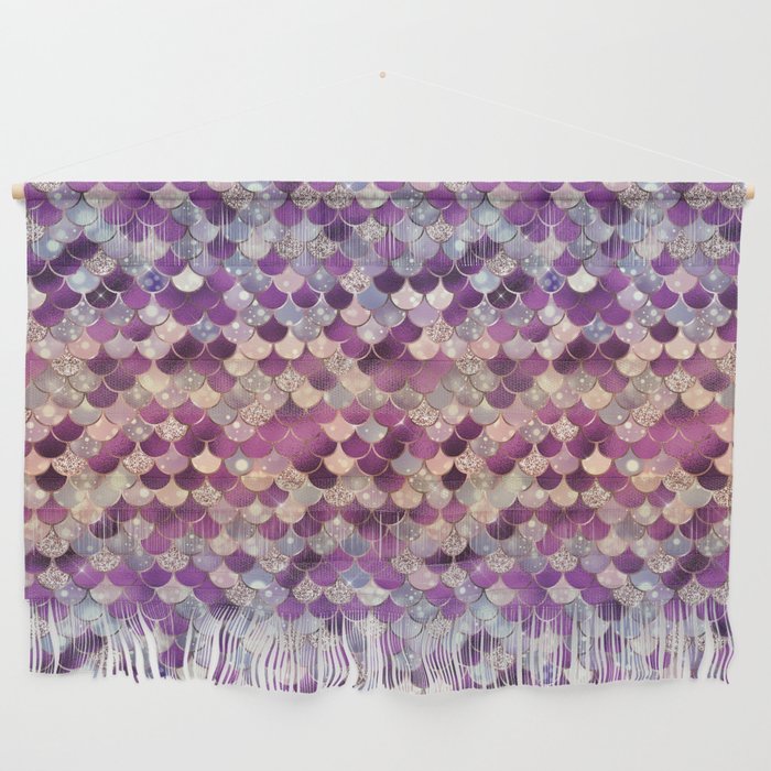 Purple Gold Mermaid Pattern Glam Wall Hanging