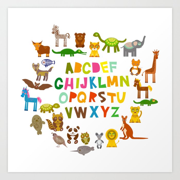 back to school. alphabet for kids from A to Z. funny cartoon animals ...