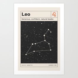 Leo Constellation Retro Minimalist Zodiac Print Art Print