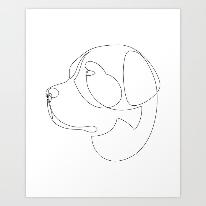 Saint Bernard - one line dog Art Print
