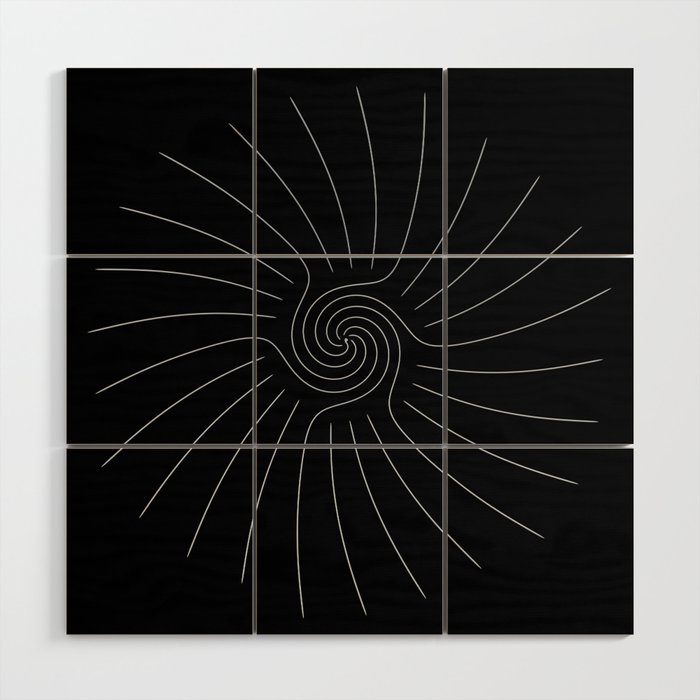 sun Symbol black Wood Wall Art