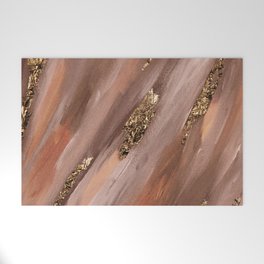 Colorful Paint Brushstrokes Gold Foil Welcome Mat