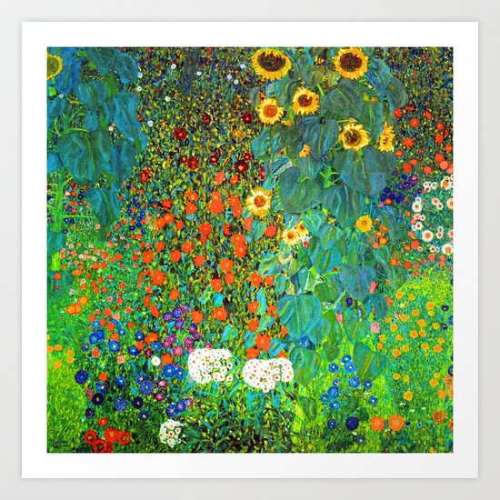 Gustav Klimt Garden with Sunflowers Art Print by Jon Baran | Society6