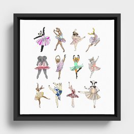 Animal Square Dance Hipster Ballerinas Framed Canvas