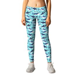 Sharks On Aqua Leggings