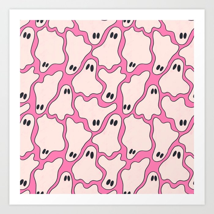 Pink Ghost Party Pop Art  Art Print