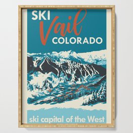 Ski Vail Colorado, vintage poster Serving Tray