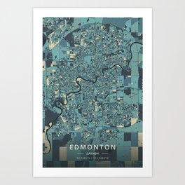 Edmonton, Canada - Cream Blue Art Print