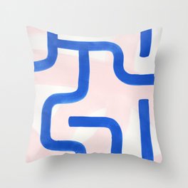 Blue Ways Abstract Painting Throw Pillow