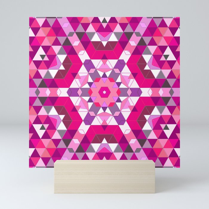 Pink, Purple and White Geometric Flower Mandala Mini Art Print