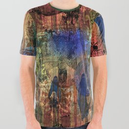 Shadowy Stripes and Spooky Spirits Phantasmagoria All Over Graphic Tee