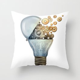 Creative Success Ideas Throw Pillow | Ideas, Thinking, Creative, Imagination, Lightbulb, Imagine, Communication, Steampunk, Gear, Electric 